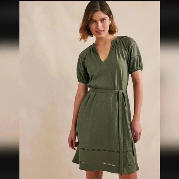 Boden Olive Midi Dress with Belt - Picture 1 of 8
